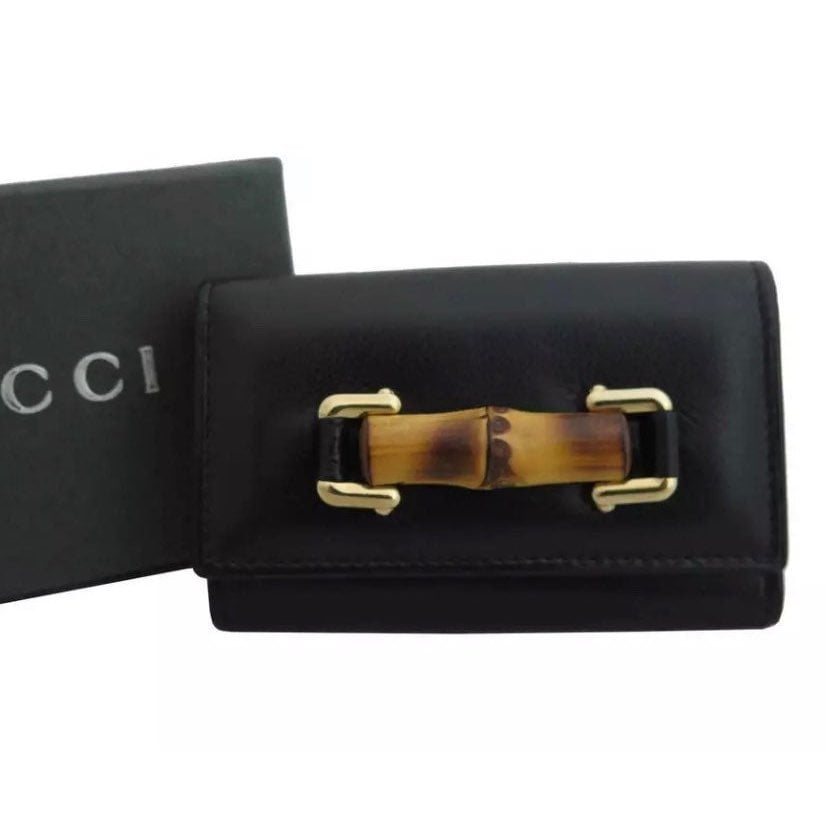 GUCCI Tom Ford bamboo/leather keyfob