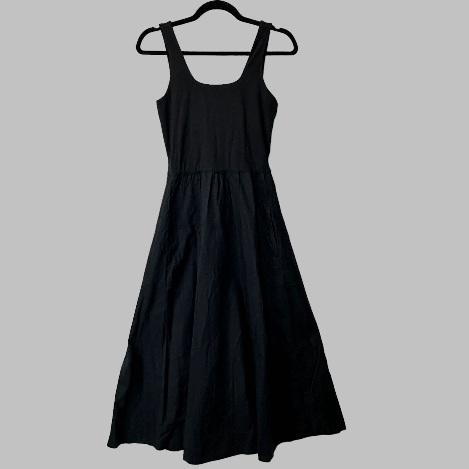 New Everlane Supima Jersey Riviera Mixed Media Midi Dress Black Women Small NWT