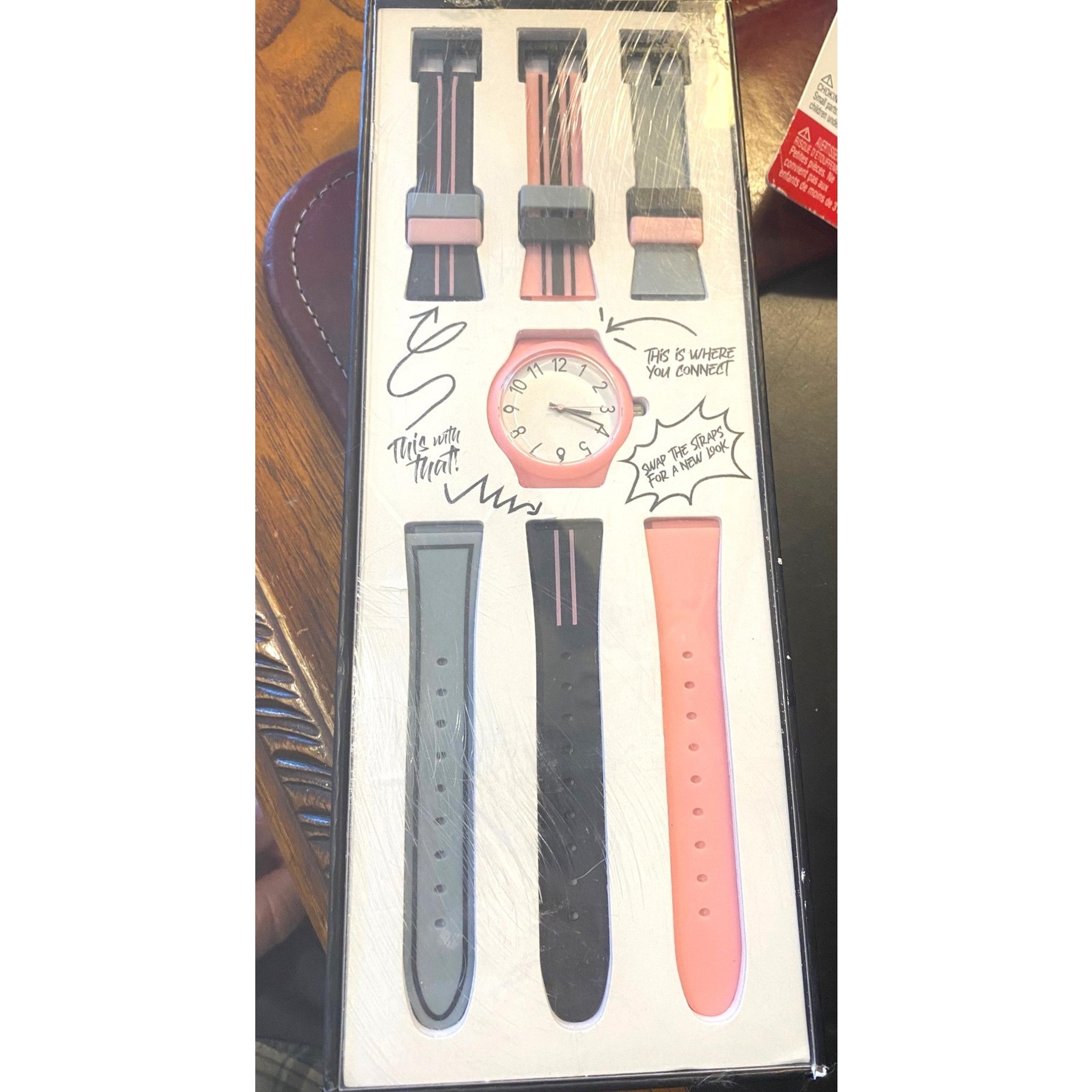NEW Women's 40mm Pink Resin No Boundaries Watch with Interchangeable Bands
