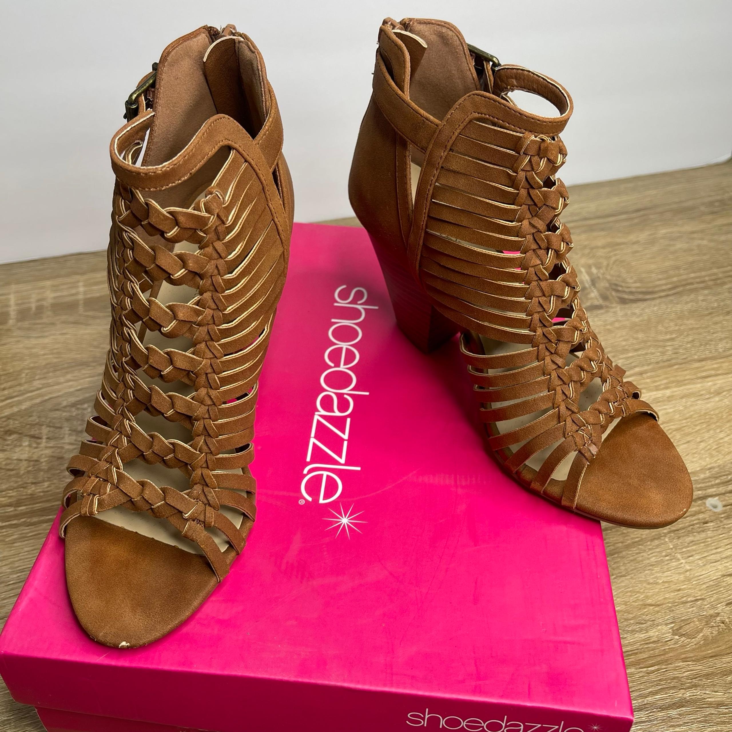Shoe dazzle Greer Caged Heeled Tan Sandal