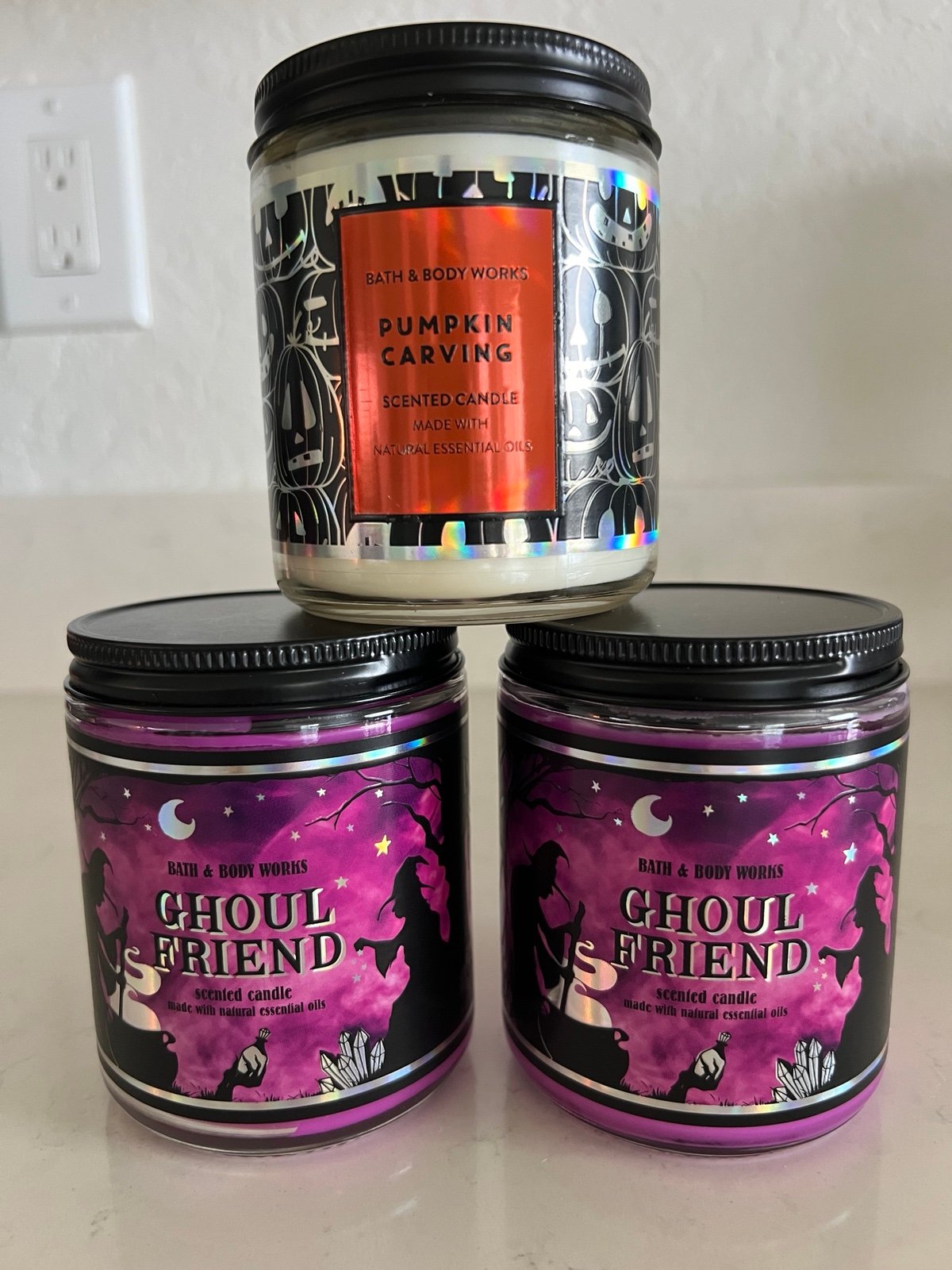 Bath & Body Works Pumpkin Carving & 2 Ghoul Friend Halloween Single Wick Candles