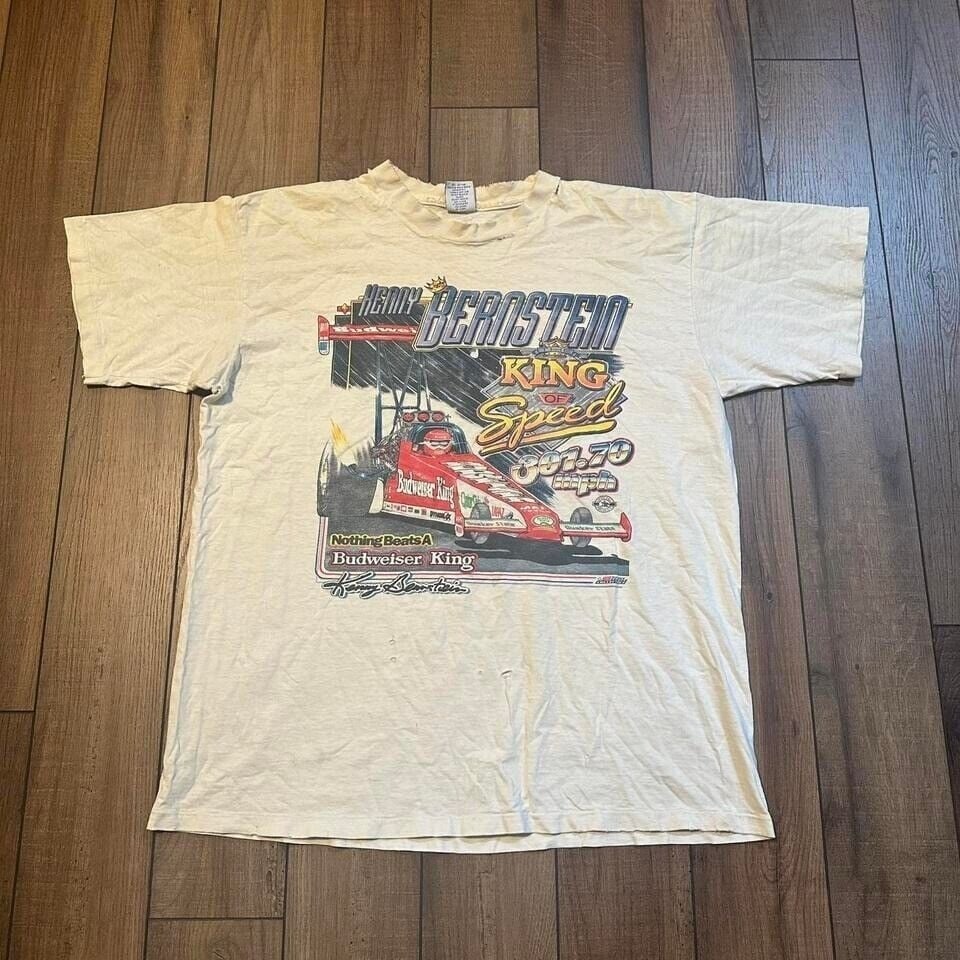 Vintage Kenny Bernstein king of speed dragster Budweiser king white tee XL