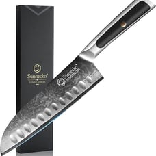 Sunnecko Santoku Knife 7 inch, Damascus Chef Knife VG-10 equivalent core