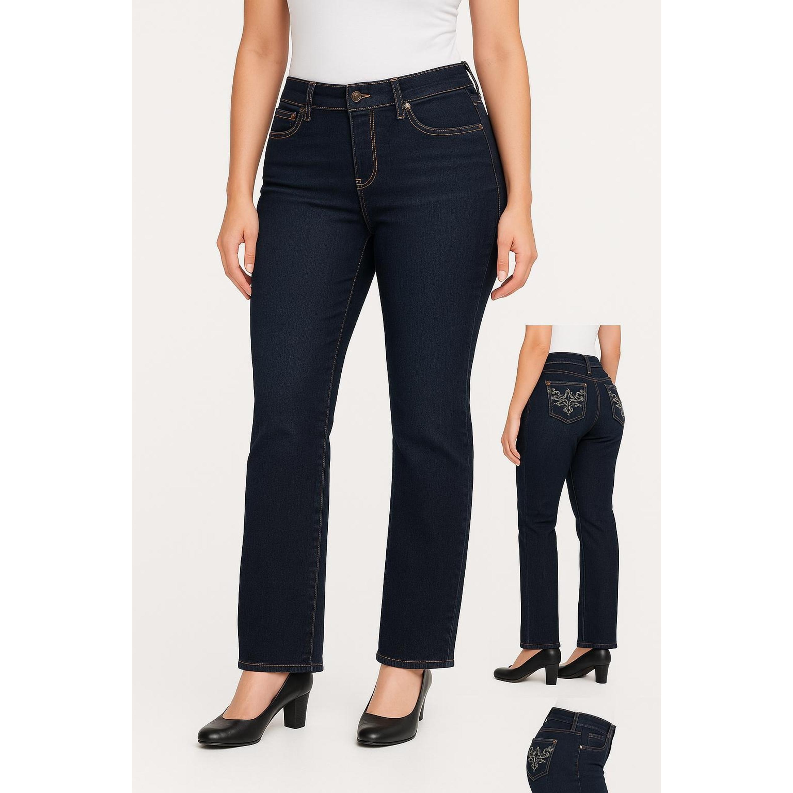 Jeans Womens Dark Wash Straight Leg Bling Embroidered Curvy Fit Size 11 - Anita