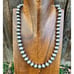 10mm 22 Inch Sterling Silver Striped Oxidized Pearls Bead Necklace