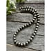 10mm 22 Inch Sterling Silver Striped Oxidized Pearls Bead Necklace