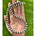 10mm 22 Inch Sterling Silver Striped Oxidized Pearls Bead Necklace