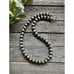 10mm 22 Inch Sterling Silver Striped Oxidized Pearls Bead Necklace
