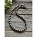 10mm 22 Inch Sterling Silver Striped Oxidized Pearls Bead Necklace