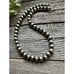 10mm 22 Inch Sterling Silver Striped Oxidized Pearls Bead Necklace
