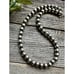 10mm 22 Inch Sterling Silver Striped Oxidized Pearls Bead Necklace