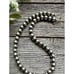 10mm 22 Inch Sterling Silver Striped Oxidized Pearls Bead Necklace