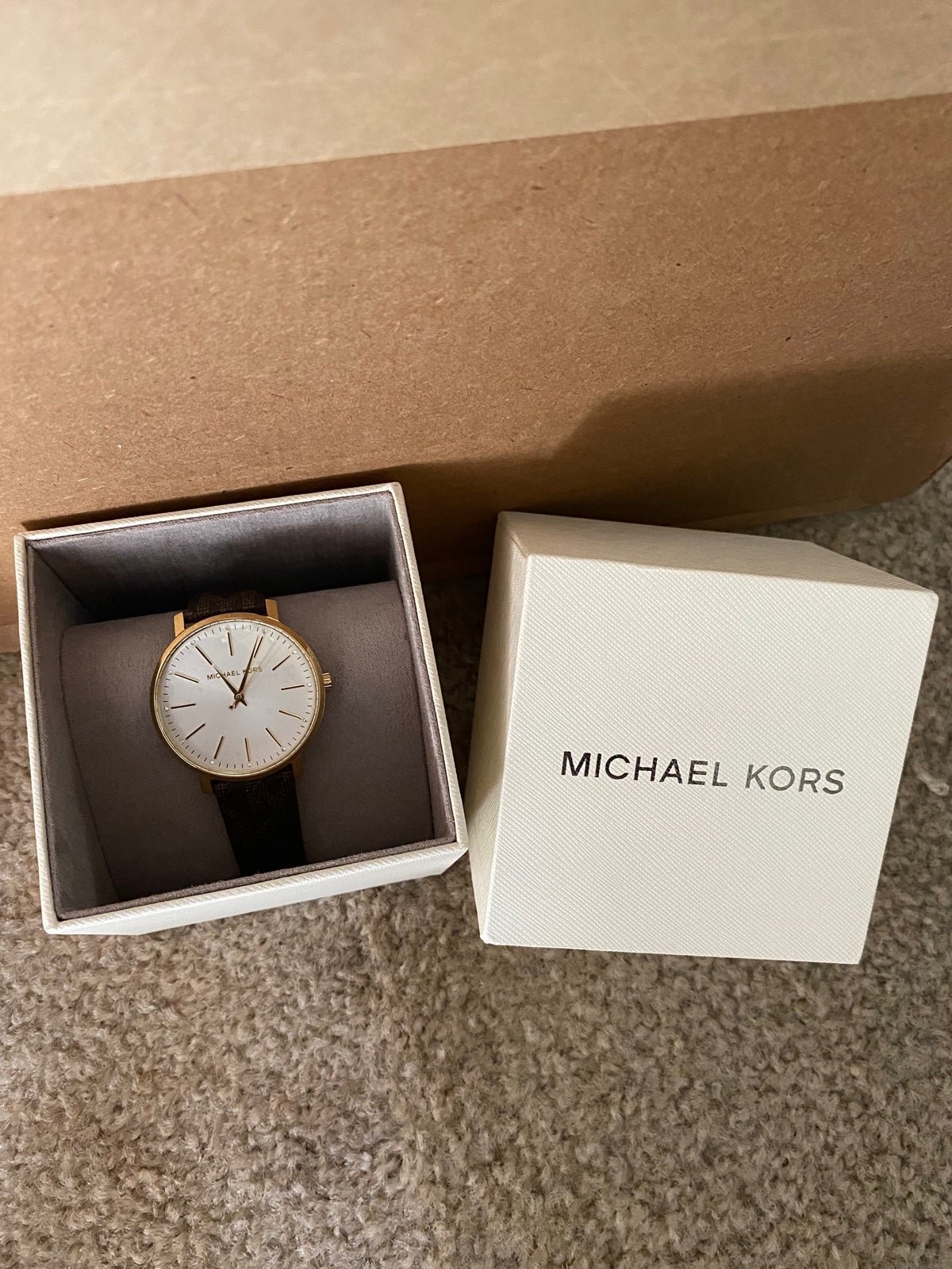 Michael Kors Pyper Quartz Crystal White Dial Ladies Leather Watch