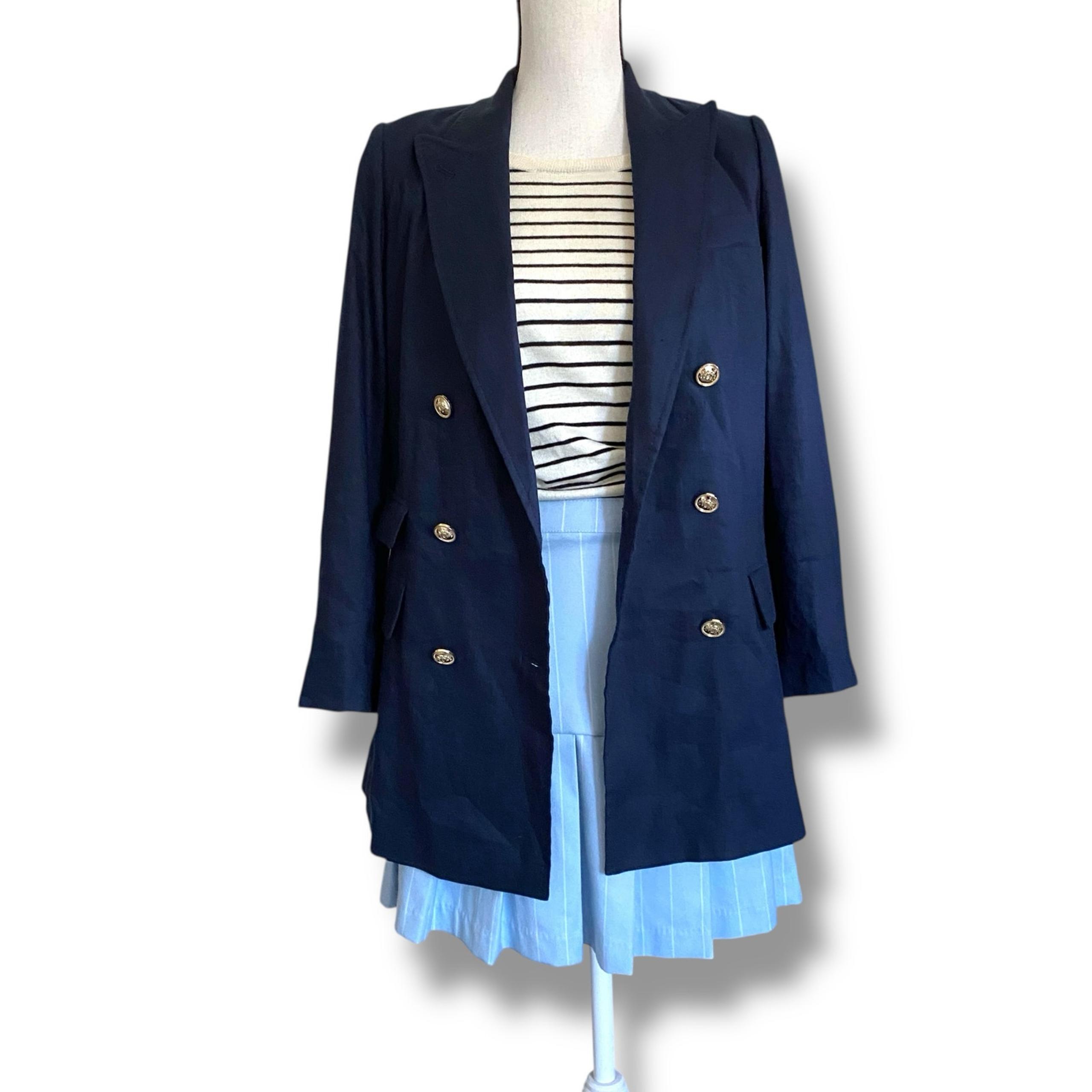 Antonio Melani Riviera Linen Blazer Jacket Sz 8
Fits Sz S Navy Blue Gold Buttons