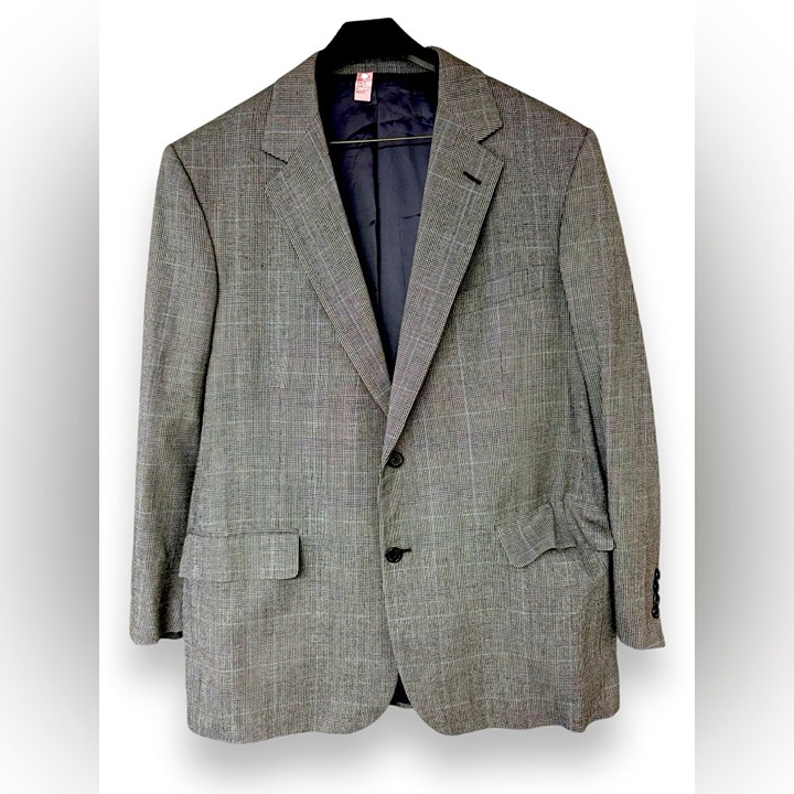 Brooks Brothers 45R 100% wool men’s Golden Fleece gray checkered sportscoat EUC
