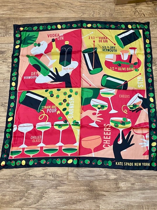Kate Spade New York Dirty Martini Silk Scarf NWT
