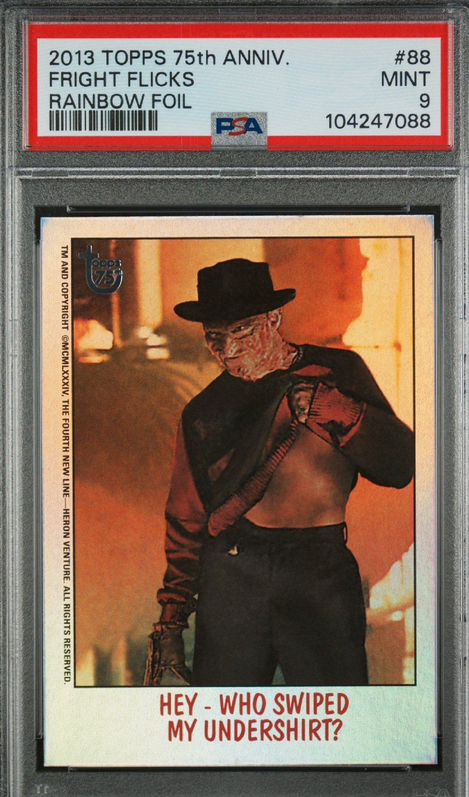2013 TOPPS 75TH ANNIVERSARY #88 FRIGHT FLICKS RAINBOW FOIL PSA 9