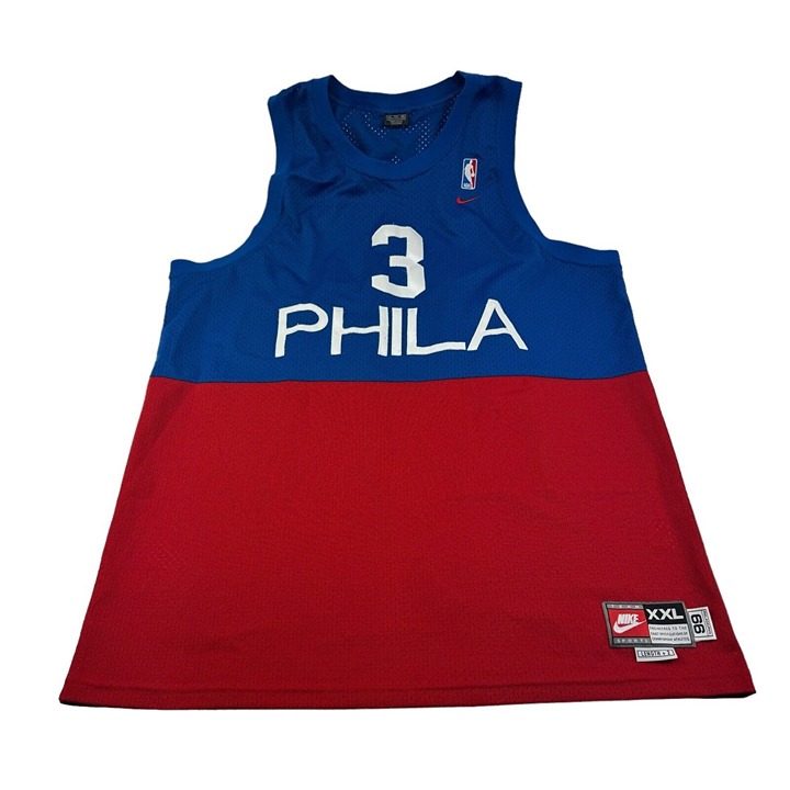 VTG Nike Team Sports Philadelphia 76ers Allen Iverson Jersey Size 2XL +2 Length