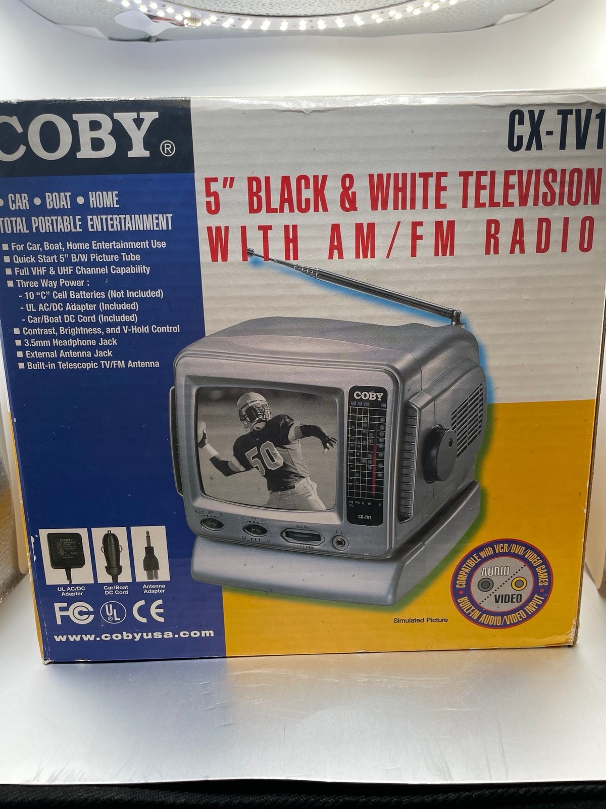 Vintage COBY CX-TV1 5 Analog CRT Television AM/FM Radio Black/White Open Box