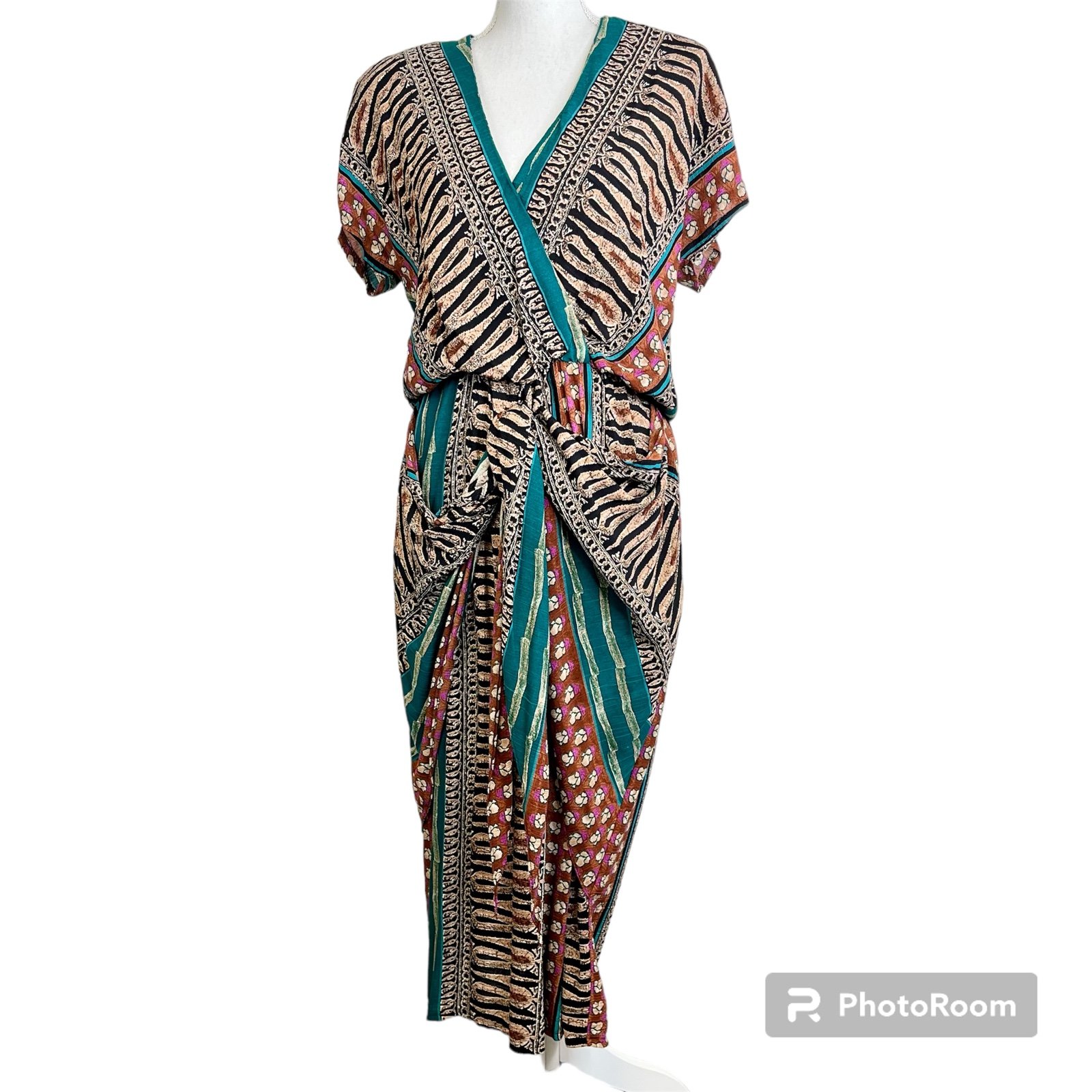 NWT Phoebe Sears Dead Stock Bohemian Boho Gypsy Unique 80s Vintage Maxi Dress 12