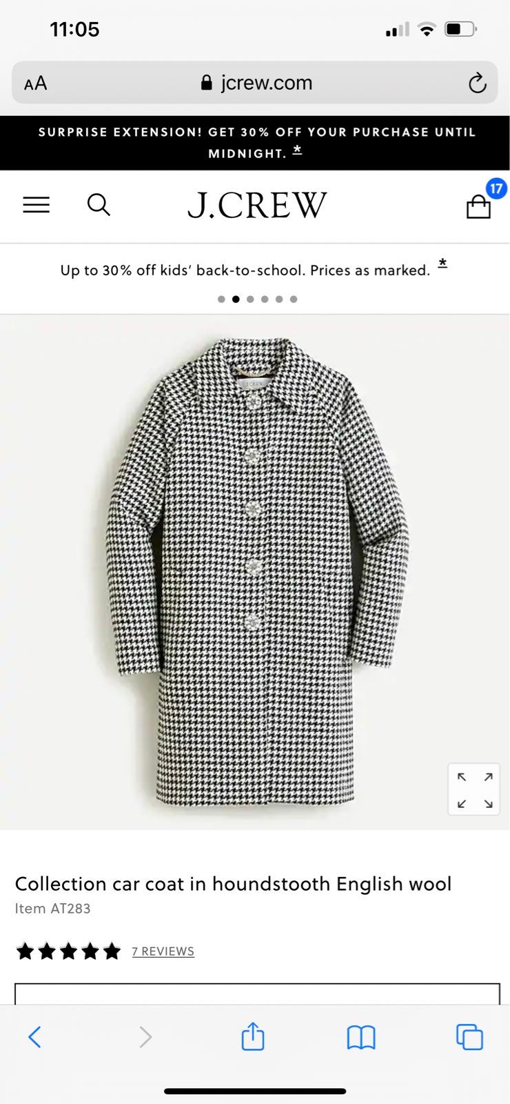 NWT: J.Crew Collection car coat in houndstooth Engli