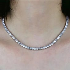 18K White Gold Womens Diamond Necklace 4ct Classic Style Chain Tennis 18 18in
