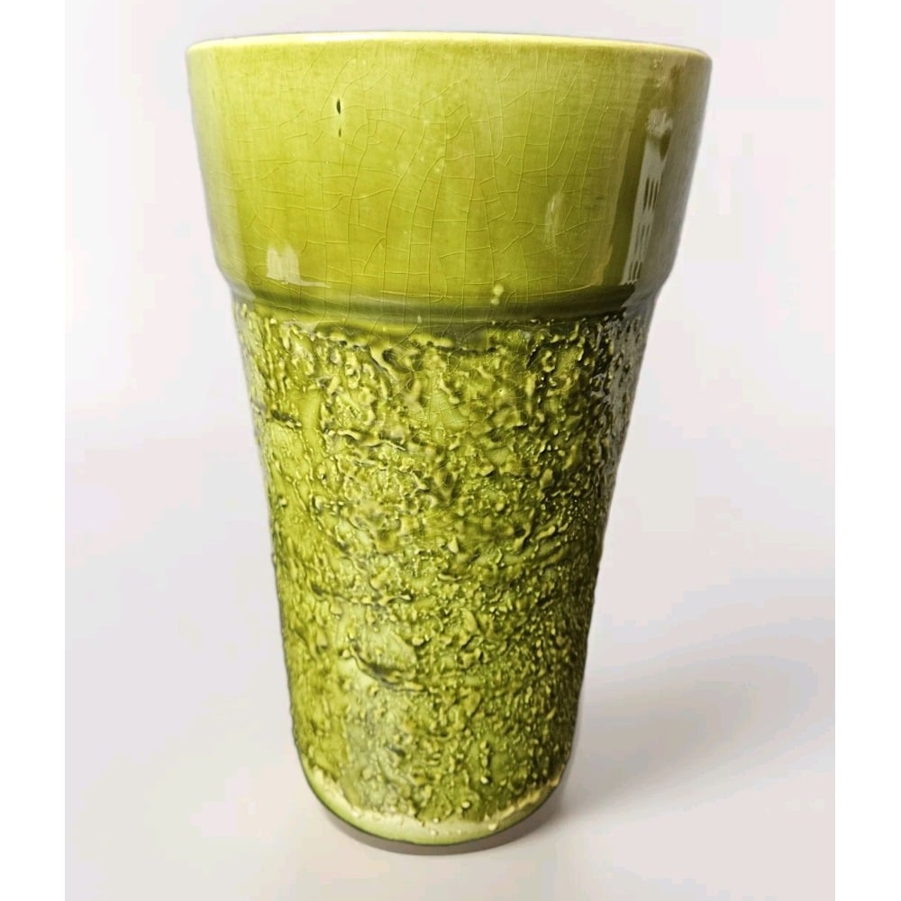 Vintage Jenkins Ceramics Flower Pot Green Textured Planter 9 Inch
