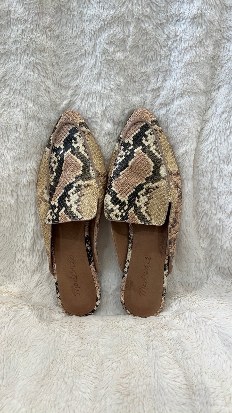 Preowned Madewell Frances Skimmer Mule in Snake Embossed Leather - size 7.5