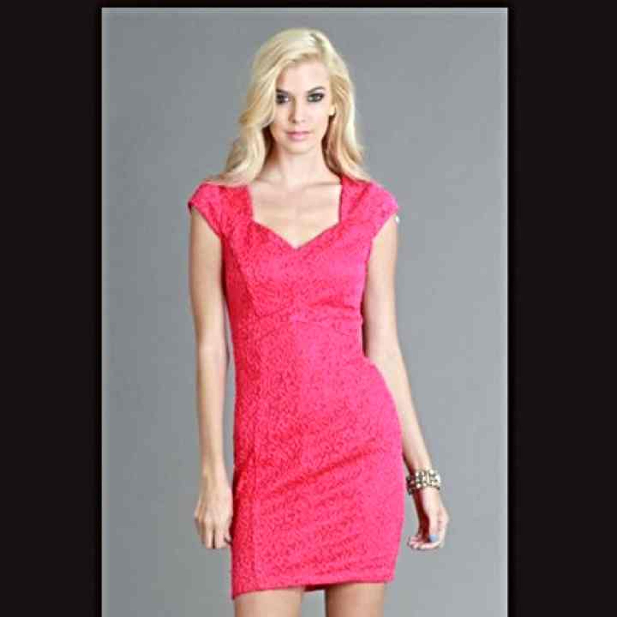 Fuchsia Textured Pink Cap Sleeve Dress