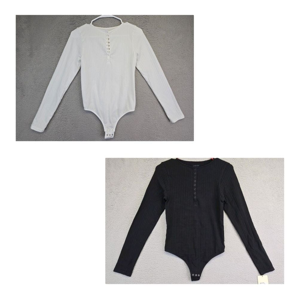 Yummie Bodysuit Womens L XL Katrina Cotton Ribbed Seamless Shaping Chic Lot 2