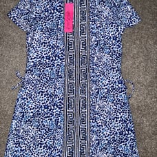 NWT Lilly Pulitzer Resort White Blue Twisted Up Blanca Stretch Romper size 0