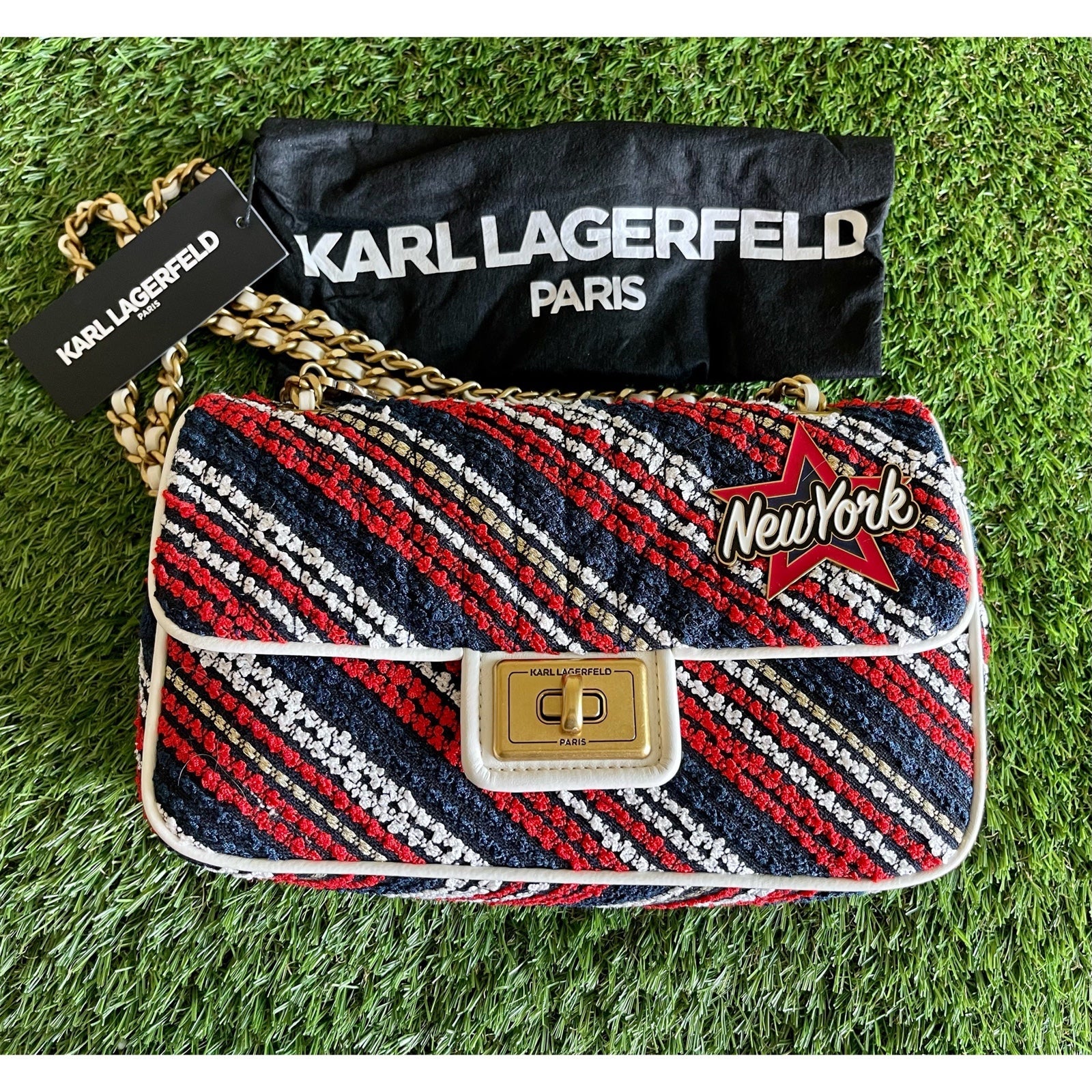 Karl Lagerfeld Agyness Boucle New York Shoulder Bag