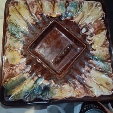 RARE Vintage and retro 1970s funk and trippy glazed drip ceramic ashtray