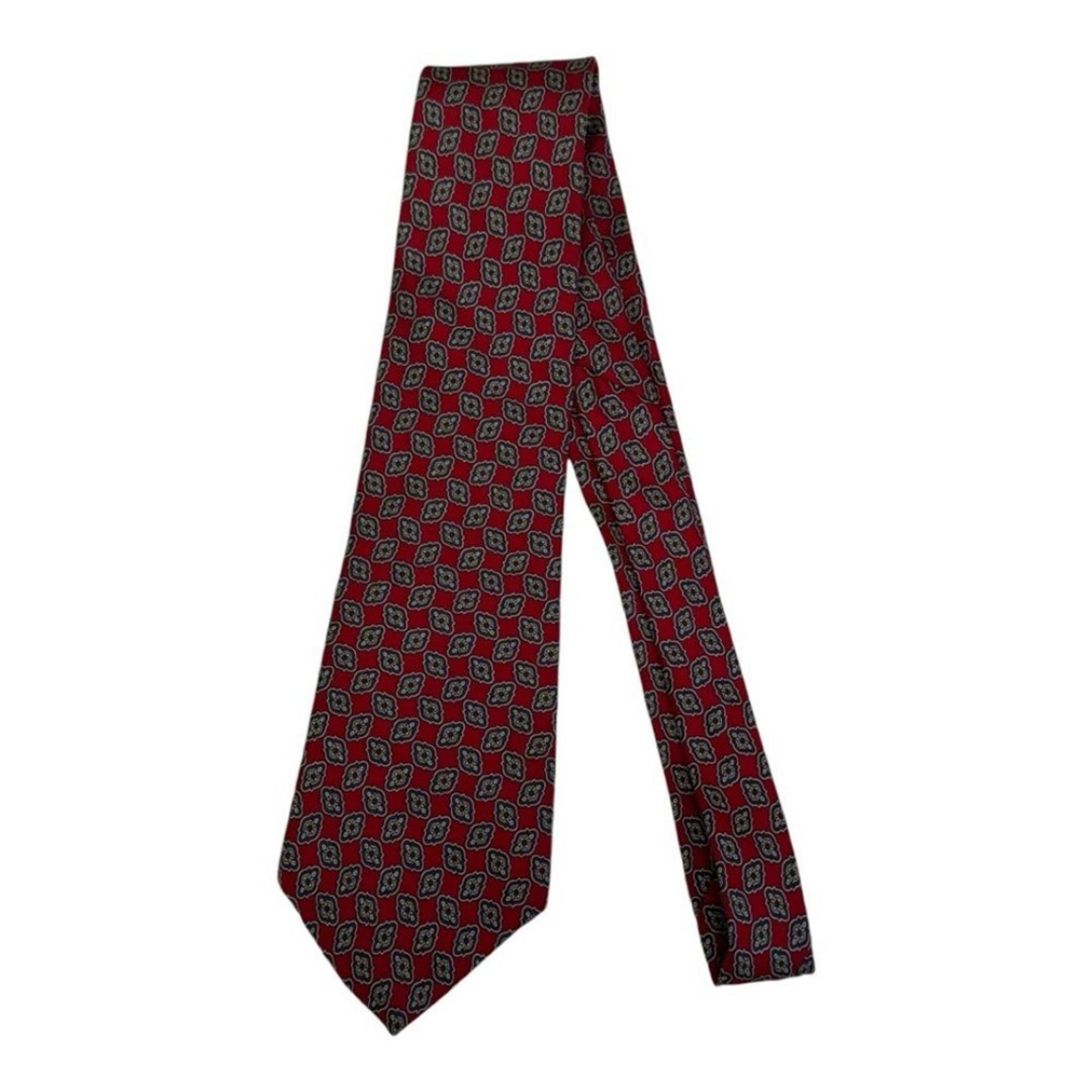 Regatta All Silk Dark Red with Blue  Preppy Office Print Tie