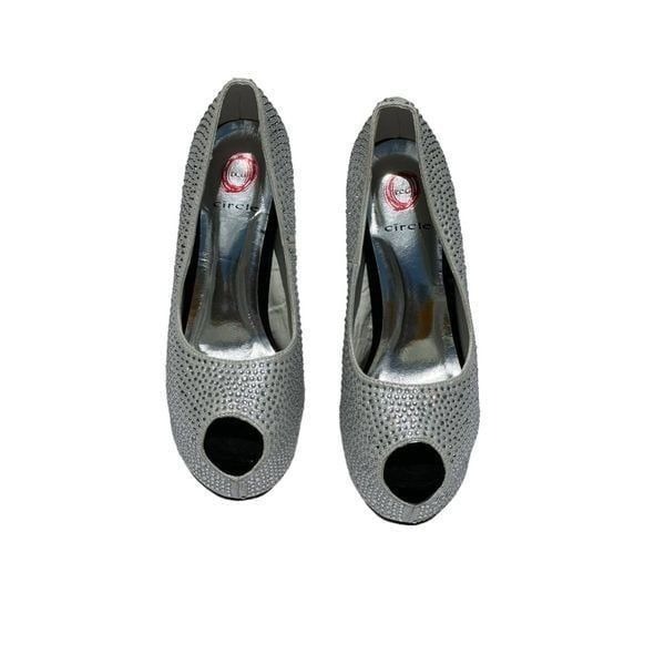 Red Circle Charlize White Black Bling Sexy Platform Heigh Heels Size 8