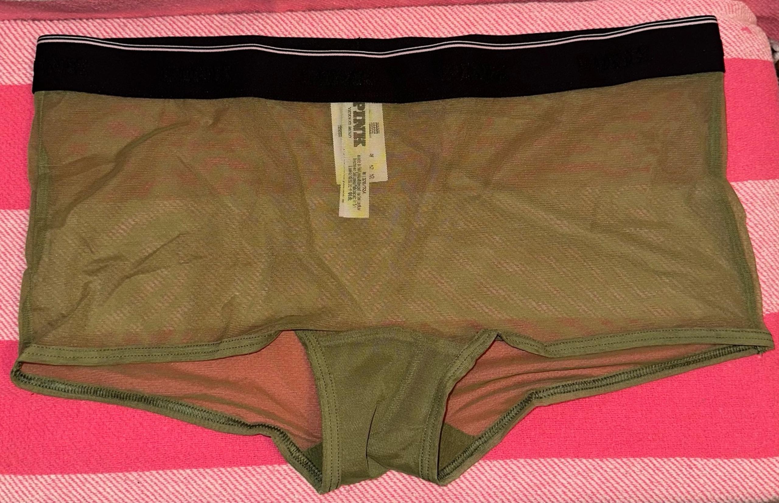 NWT Victorias Secret PINK Logo Mesh Boyshort Panty Size M