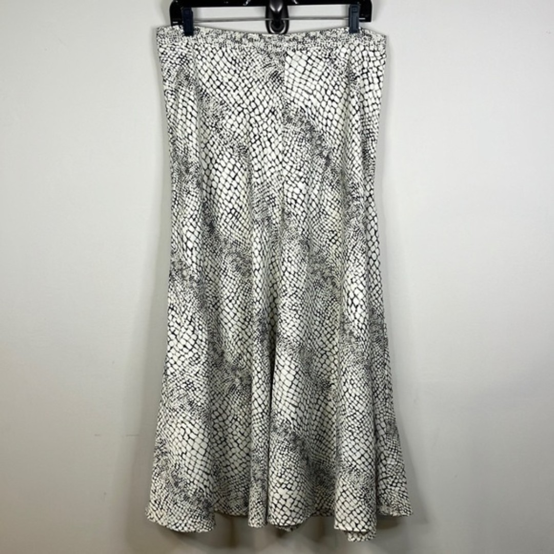 Banana Republic satin-like snakeskin print midi skirt