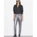 FRAME Le Sylvie Slender Straight Leg Jeans Metallic Coated Denim Silver Black