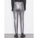 FRAME Le Sylvie Slender Straight Leg Jeans Metallic Coated Denim Silver Black