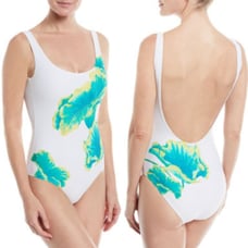 Onia Kelly Scoop Neck Lily Print One Piece Swimsuit