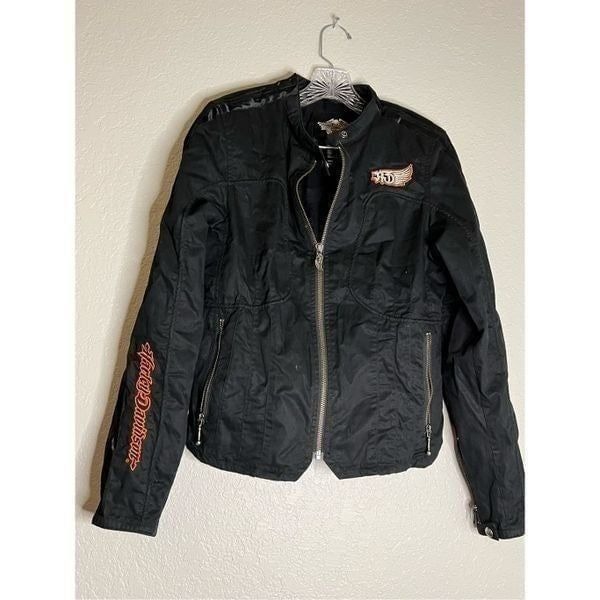 Harley Davidson Black Full Zip Logo Spellout Jacket Size Women's M