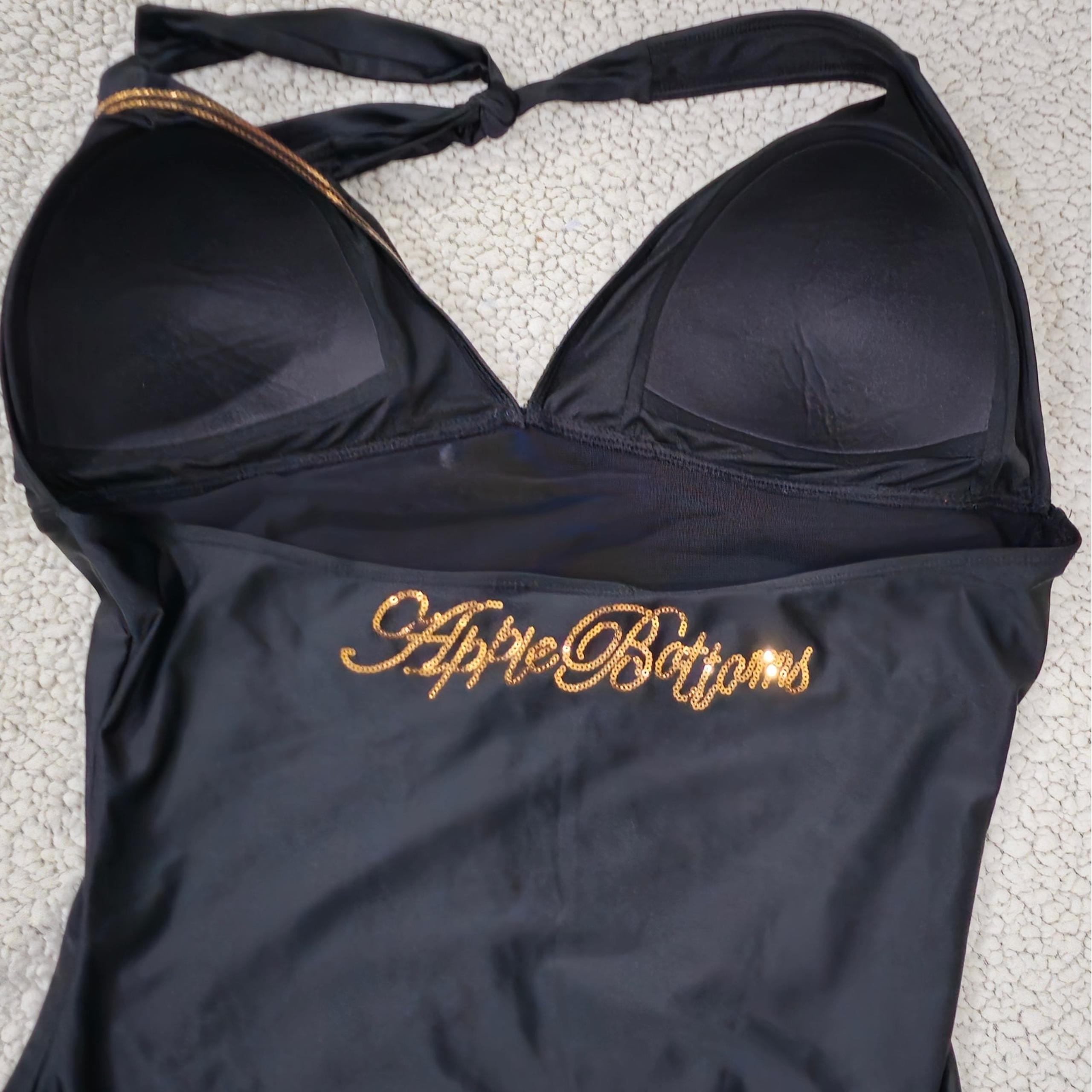 Apple Bottom One Piece Swim Suit Size 2x Black Gold Lettering