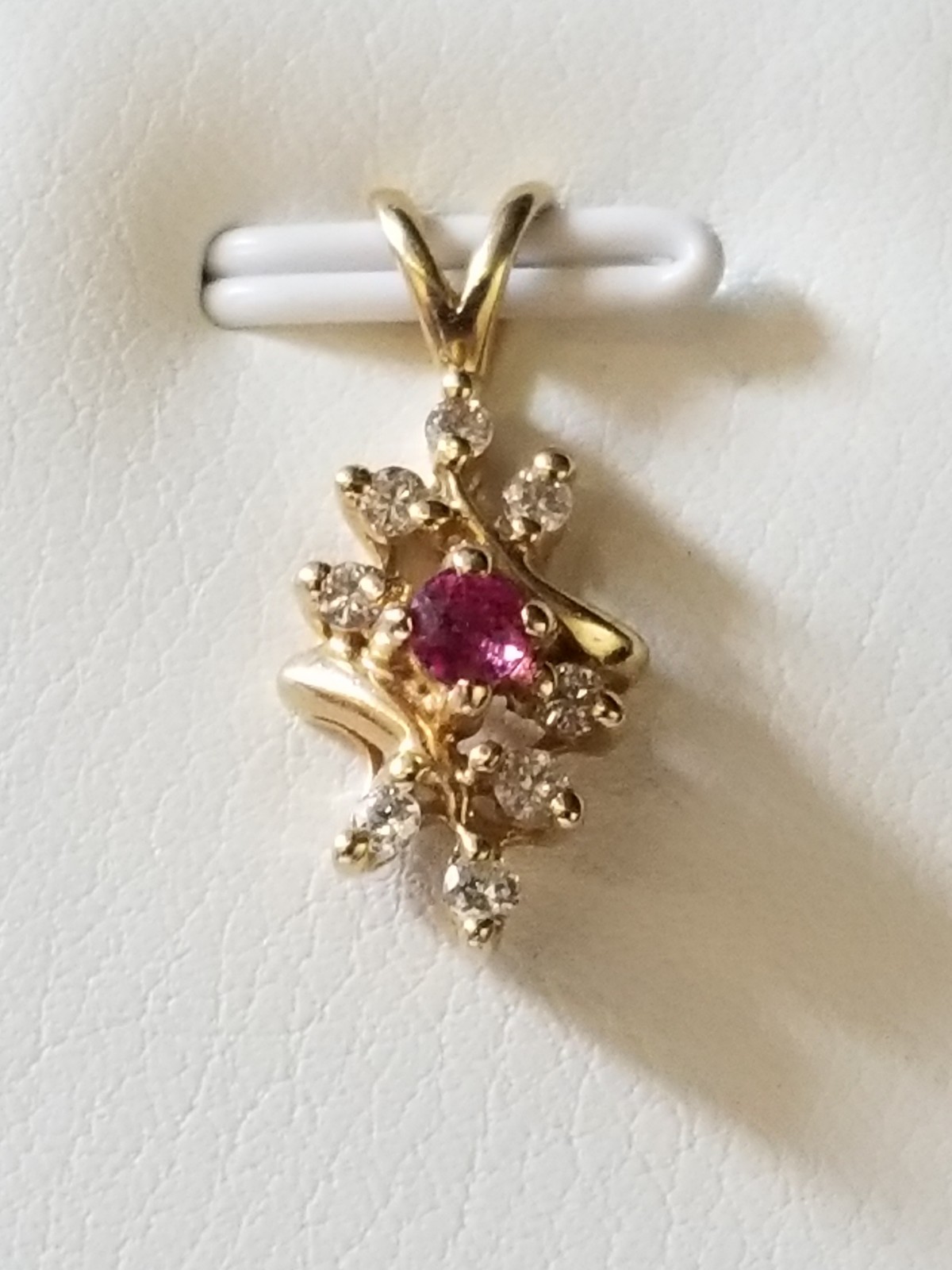 14K Gold Ruby Diamond Pendant