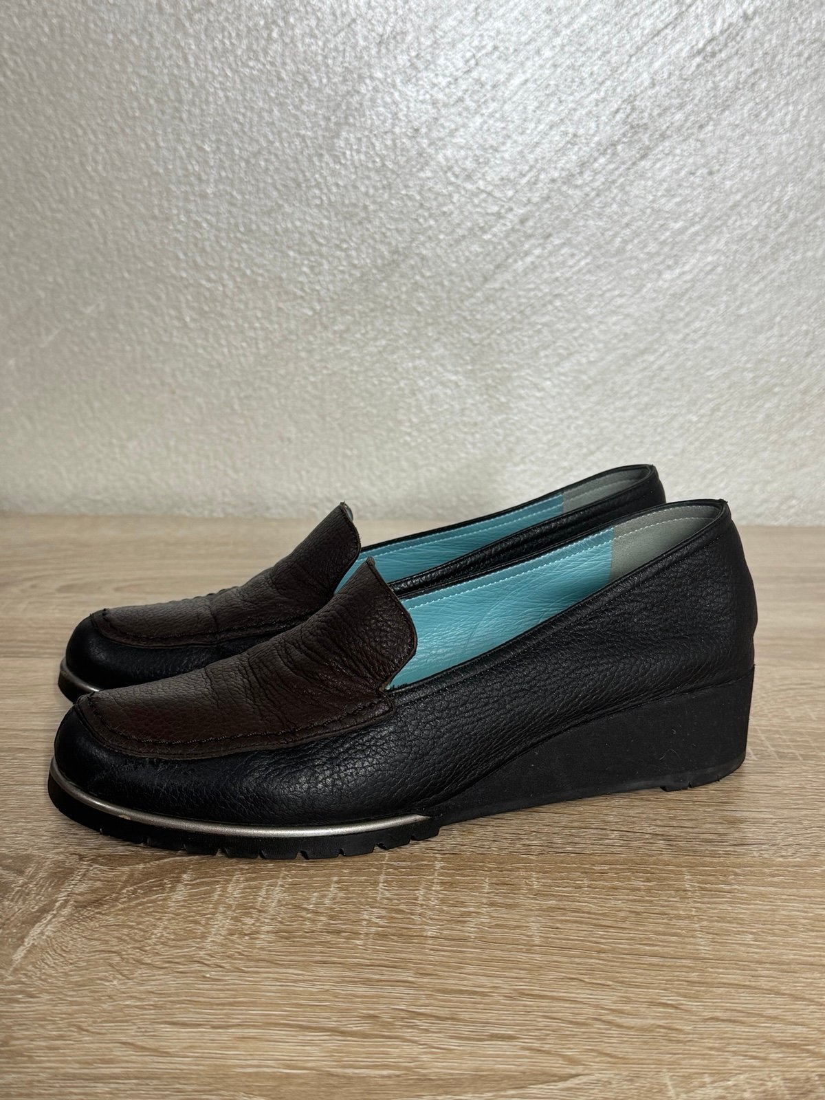 Thierry Rabotin Women 37 US 6.5 Black / Brown Wedge Loafers
