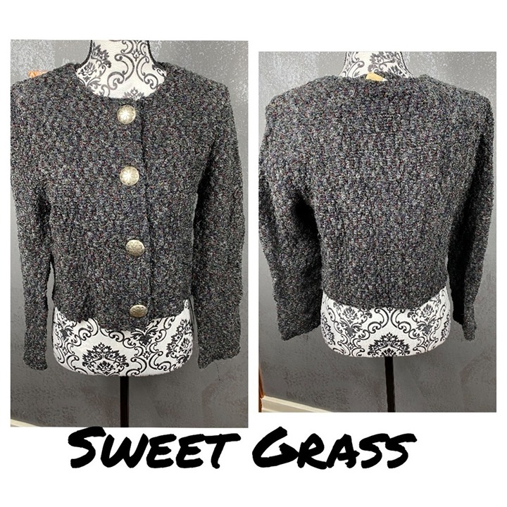 Marled mutlicolored cardigan sweater silver button