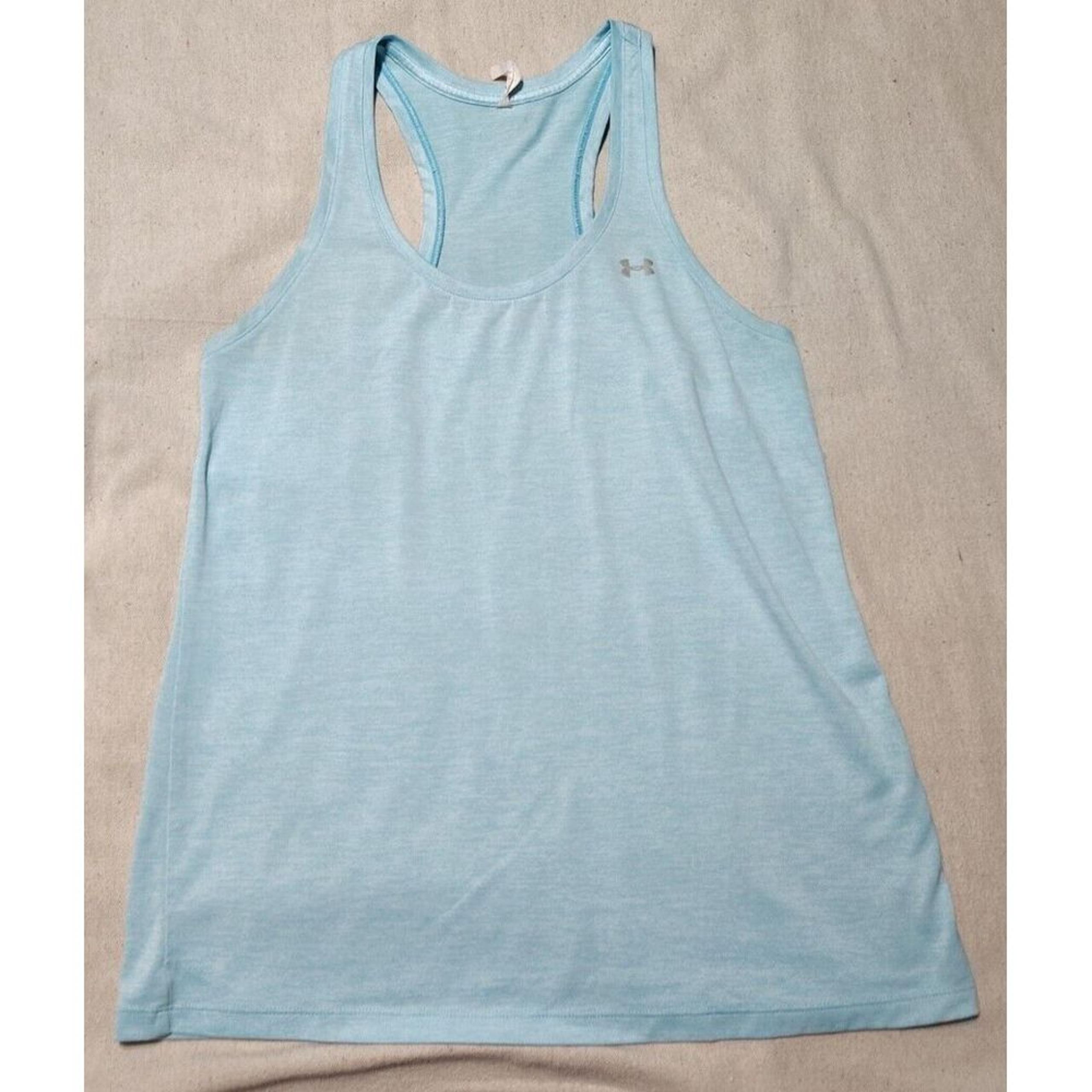 Tank Top Womens M Medium Lt Blue Scoop Neck Running Training Gym - Under Armour