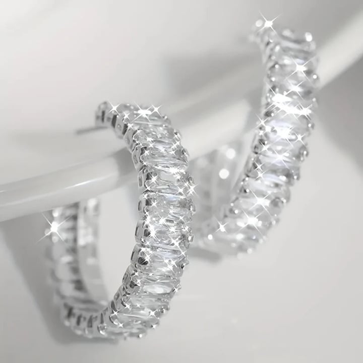 925 Sterling Silver Womens 2ct Diamond Small Hoop Earrings Ladies Hoops Jewelry