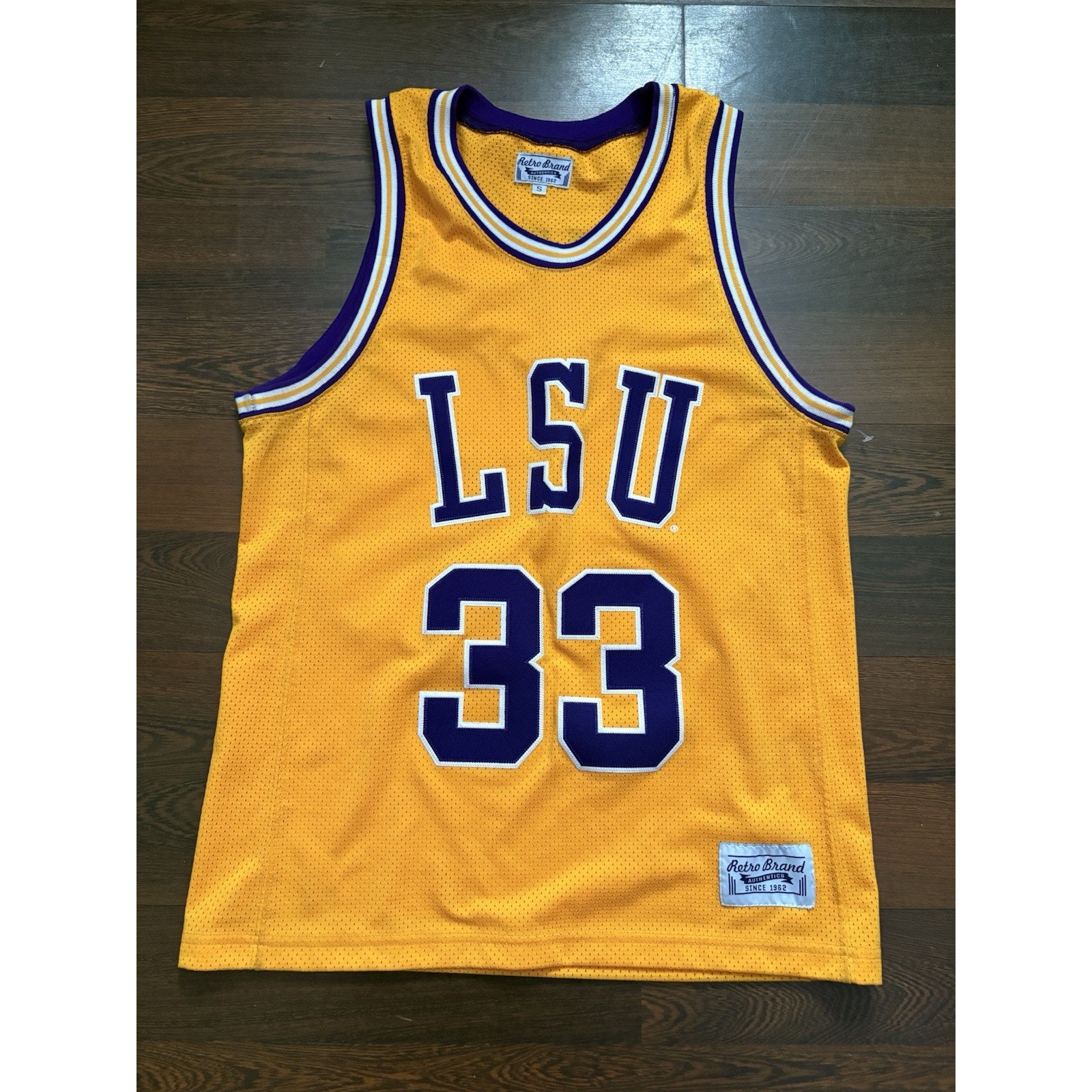 LSU Tigers Shaquille O'Neal #33 Retro Brand Gold NCAA Basketball Player Jersey S