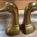 Vintage Brass Duck Head Bookends Book Ends Solid Hunting