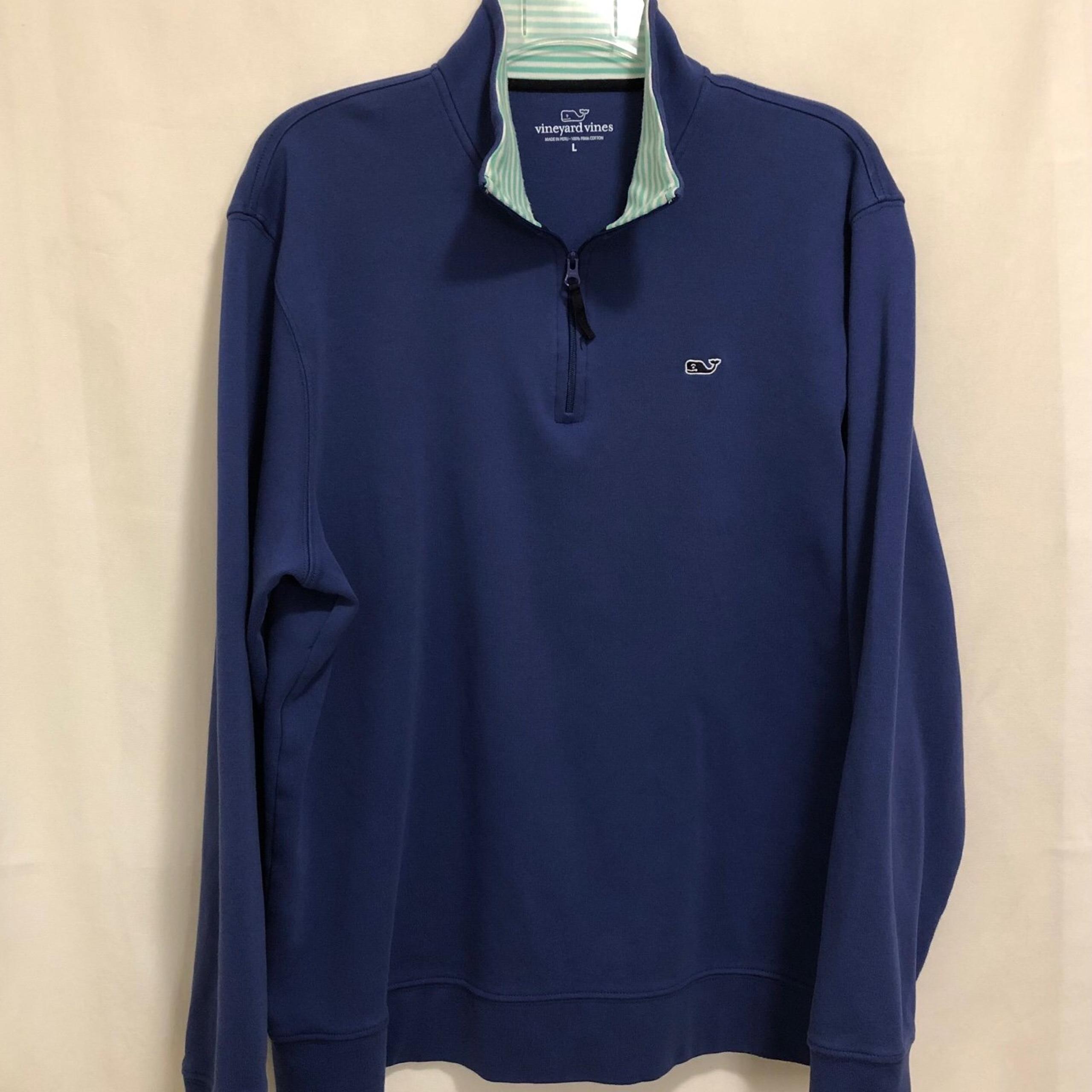 Mens Womens Vineyard Vines Blue Quarter Zip Pima Cotton Pullover Sweater Blue
